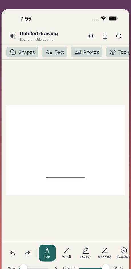 DoodleFam iPhone drawing interface with its tool palette